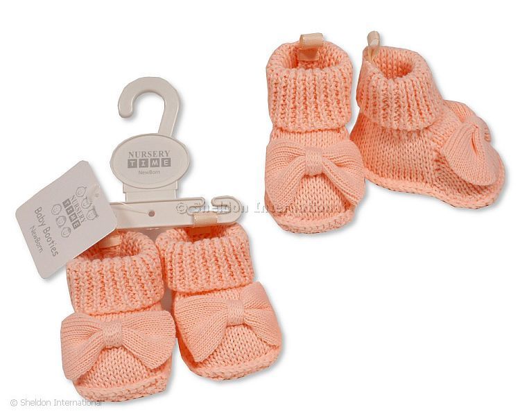 Knitted Baby Booties with Bow