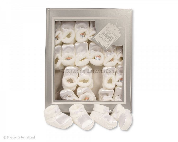 Baby Satin Booties - White