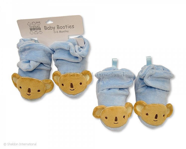 Baby Velour Booties - Sky