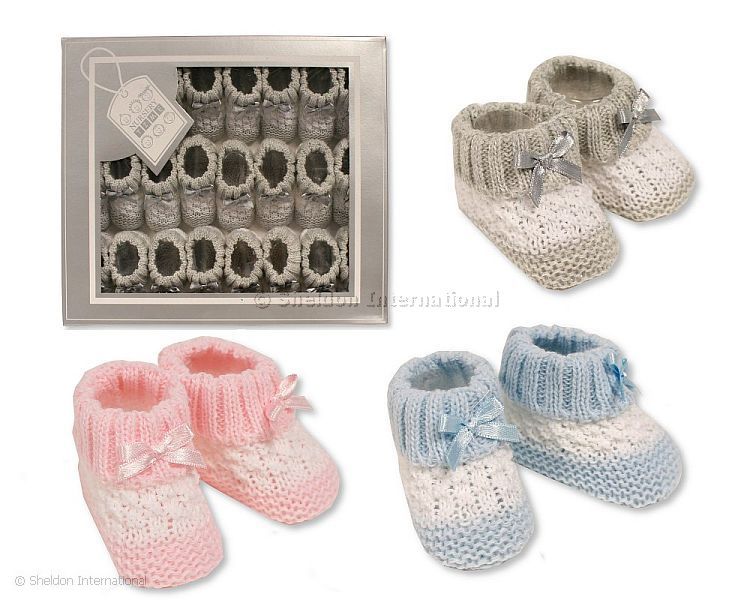 Knitted Baby Booties with Bow