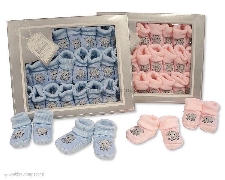 Baby Booties With Embroidery - Elephant