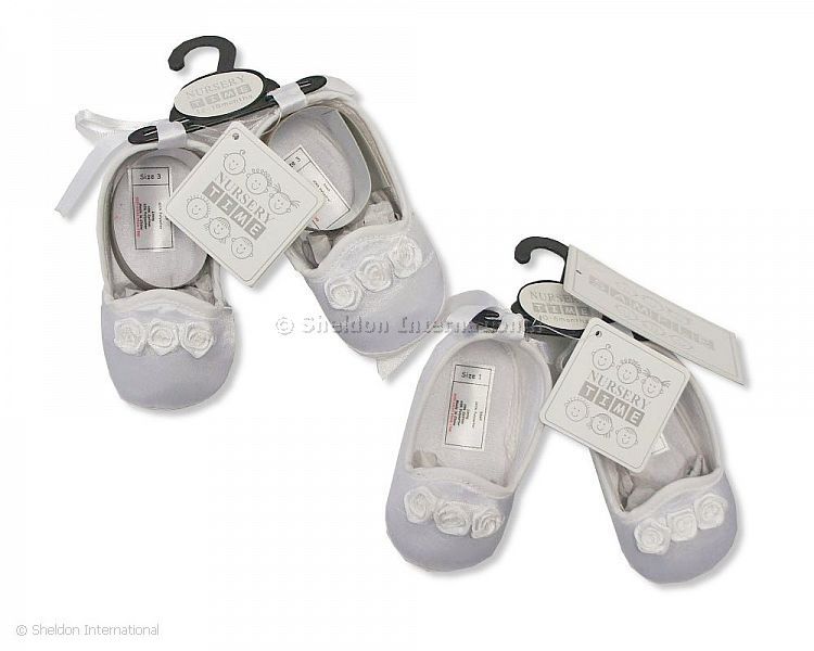 Baby Girls Christening Shoes - Rose - White