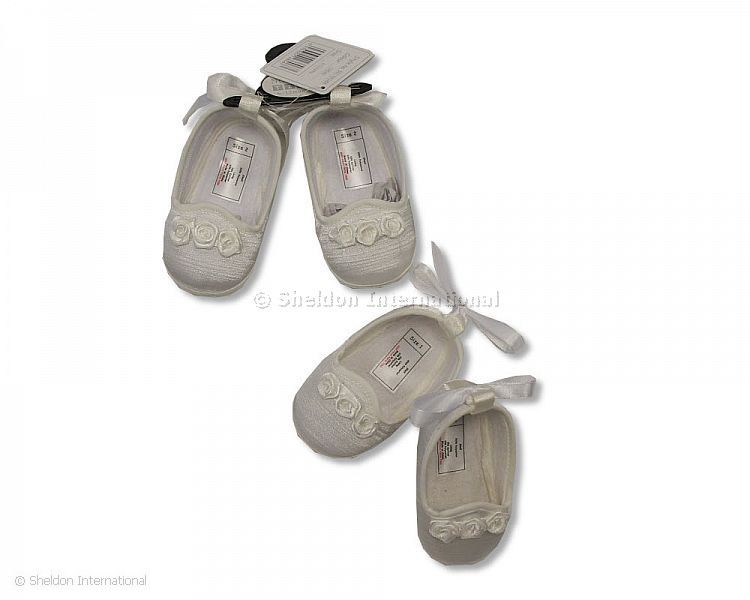 Baby Girls Christening Shoes - Rose - Cream