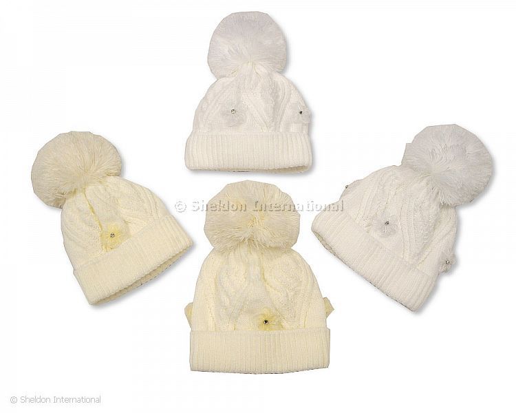 Baby Girls Pom-Pom Hat With Cotton Lining - 311