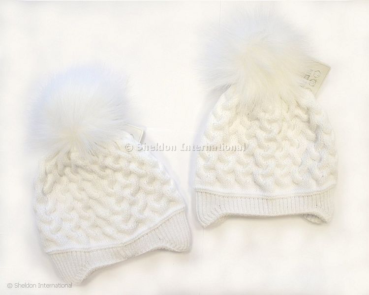 Baby Girls Pom-Pom Hat With Cotton Lining - 325W