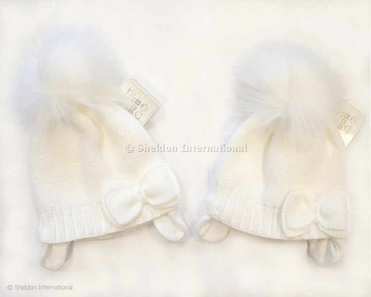 Baby Girls Pom-Pom Hat With Cotton Lining - 327W