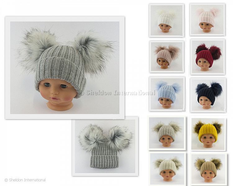 Baby Hat With Double Pom-Pom - 11 Colours - Medium