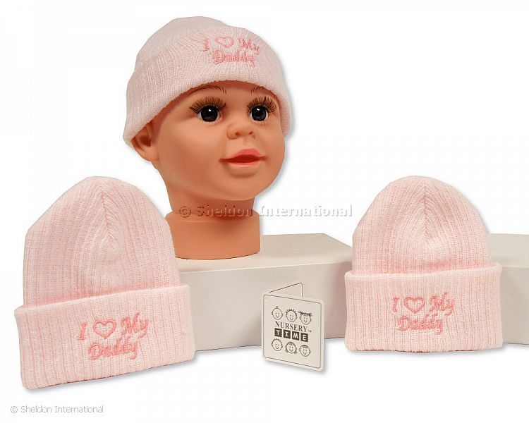 Baby Girls Knitted Hat - I Love Daddy