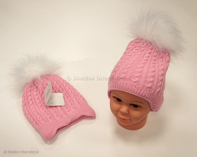 Baby Girls Pom-Pom Hat With Cotton Lining - 455P