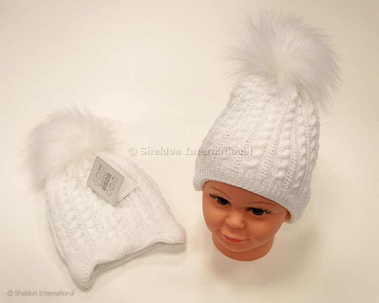 Baby Girls Pom-Pom Hat With Cotton Lining - 455W