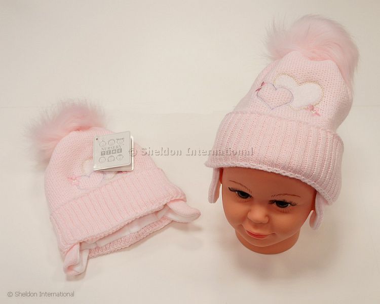Baby Girls Pom-Pom Hat With Cotton Lining - 458P