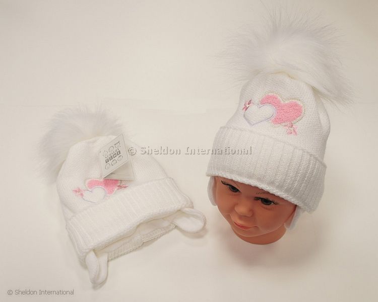 Baby Girls Pom-Pom Hat With Cotton Lining - 458W
