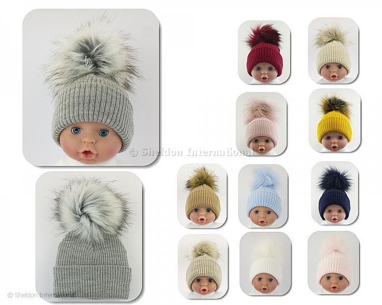 Baby Hat With Pom-Pom - 11 Colours - Medium/ Large