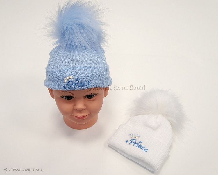 Baby Boys Pom-Pom Hat - Prince