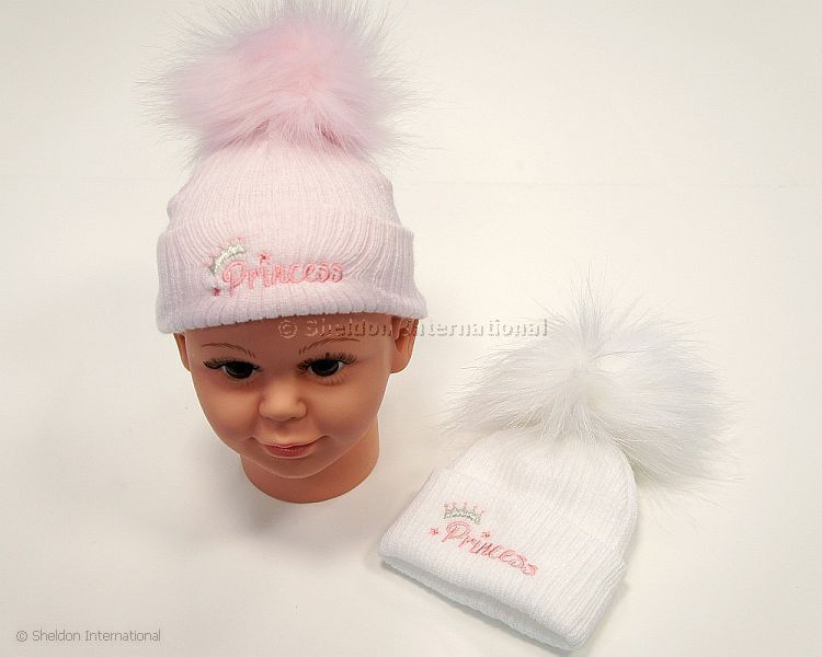 Baby Girls Pom-Pom Hat - Princess