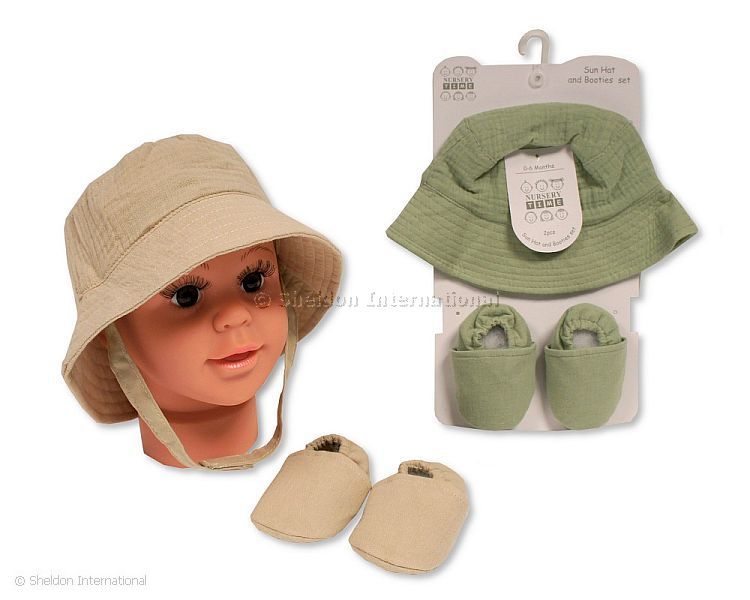 Baby Sun Hat And Booties Set