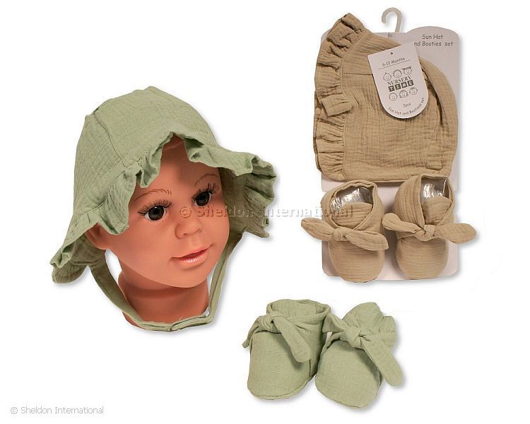 Baby Sun Bonnet And Booties Set