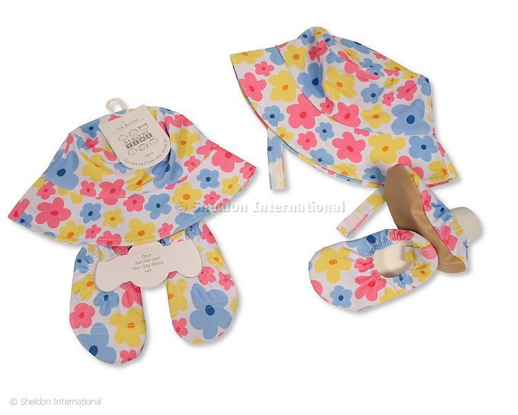 Baby Girls Sun Hat And Non-Slip Shoes Set