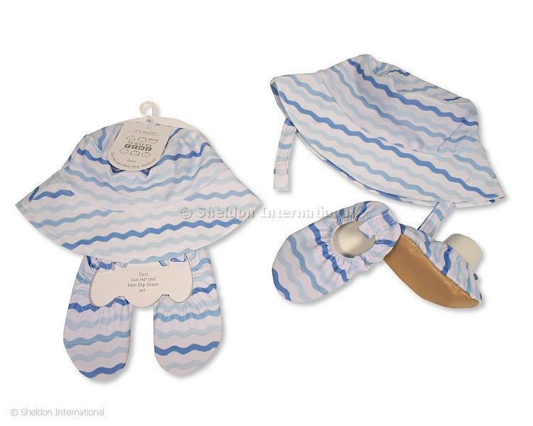 Baby Boys Sun Hat And Non-Slip Shoes Set