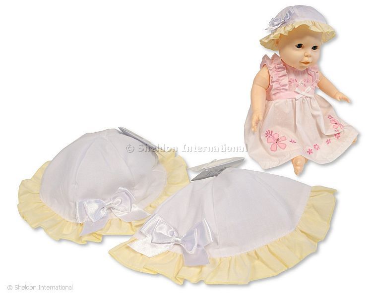 Baby Girls Summer Hat With Bow - Lemon - Size Medium/Large