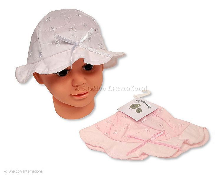 Baby Girls Summer Hat With Embroidery And Bow