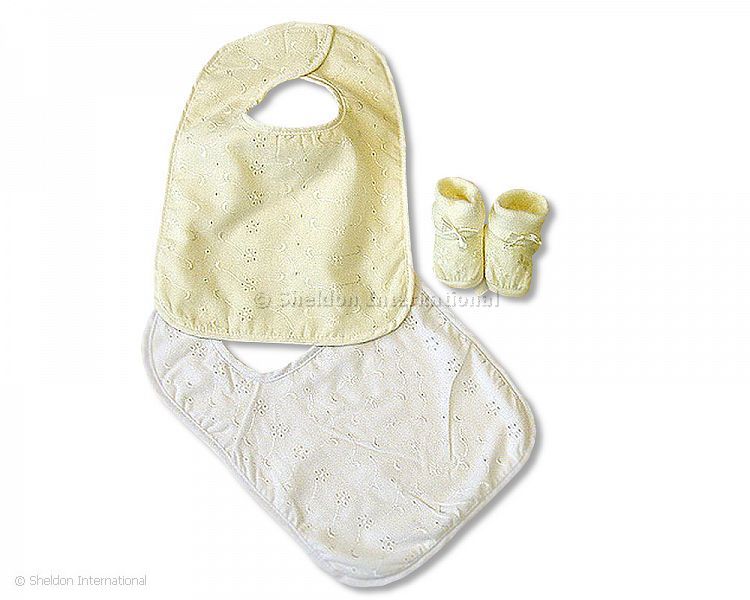 Baby Large Emb Anglaise Bibs-Cream-563C