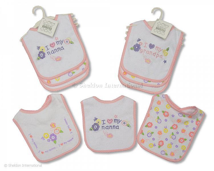 Baby Bibs - Nanna/Grandpa - Girls - Packs Of 3
