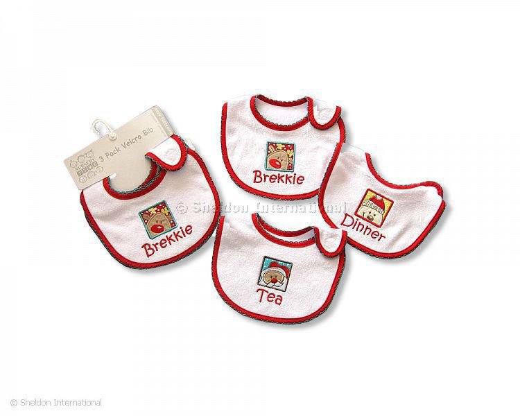 Baby Christmas Bibs -Brekkie-Dinner-Tea