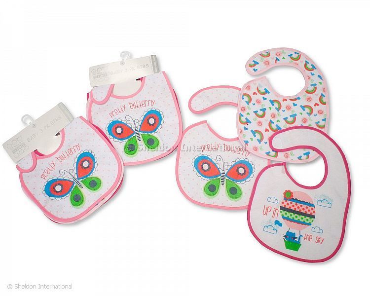 Baby Bibs Girls With Peva Back - 3 Pack