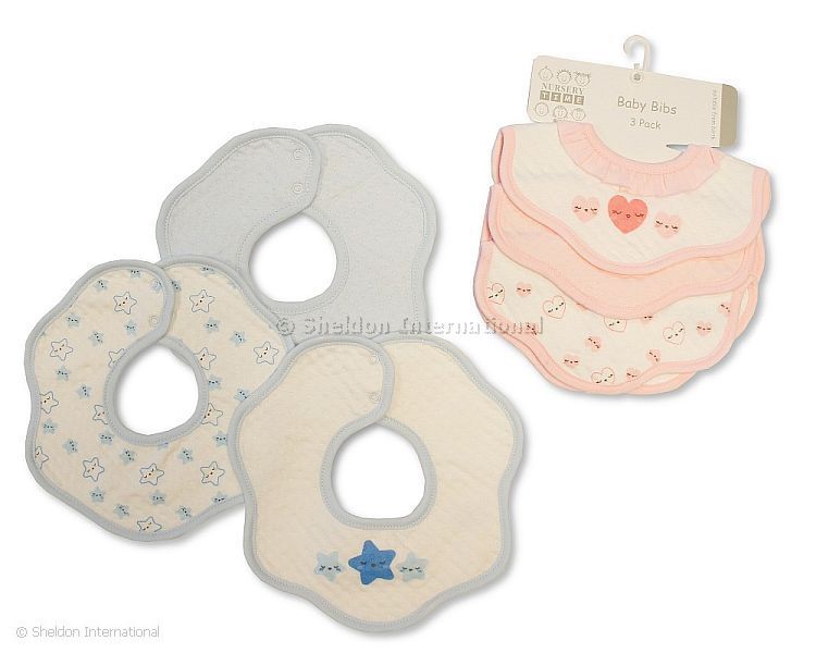 Baby Bibs 3 Pack - Heart/ Star