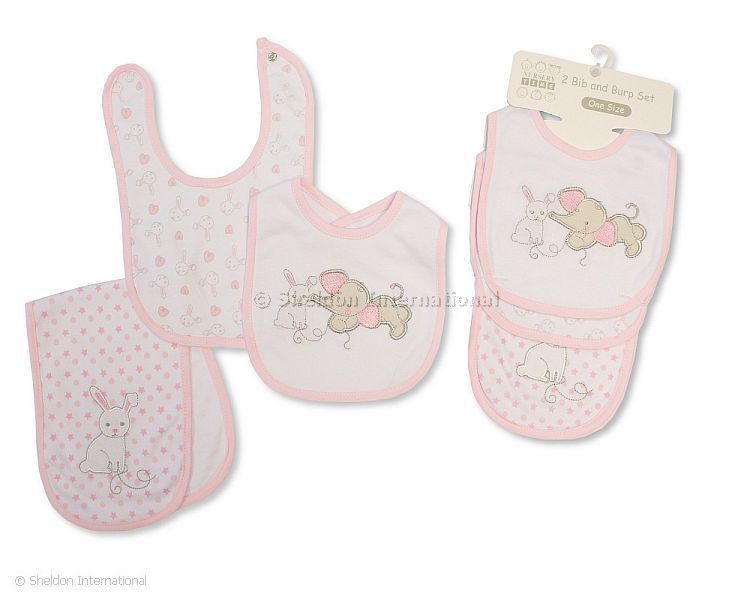 Baby Girls 2 Bib And Burb Cloth Set