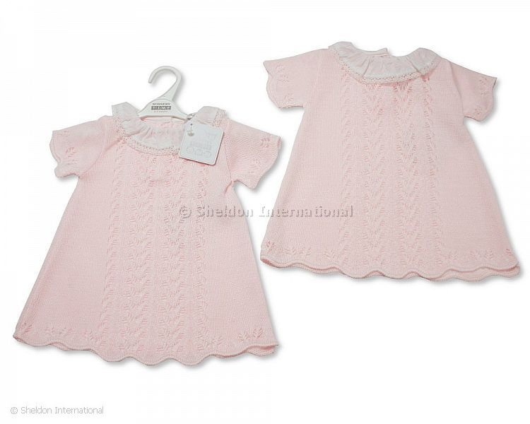 Baby Girls Knitted Dress With Lace Collar