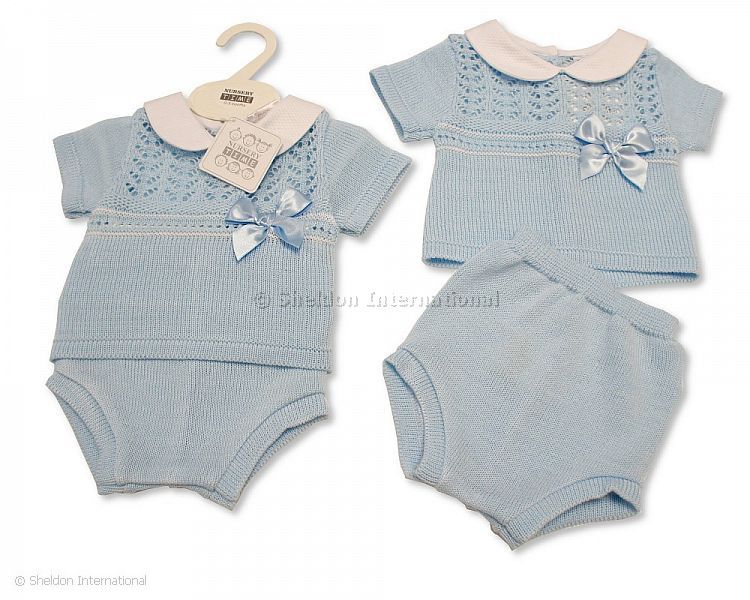 Baby Boys Kintted 2 Pcs Set With Bow