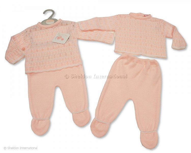 Knitted Baby Girls 2 pcs Pram Set - 052