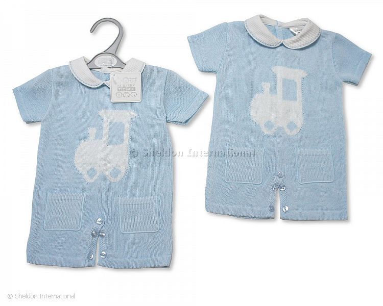 Baby Boys Knitted Romper - Train