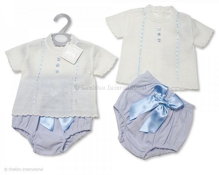 Baby Boys Knitted 2 Pcs Set With Bow