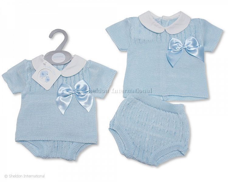 Baby Boys Knitted 2 Pcs Set With Bow