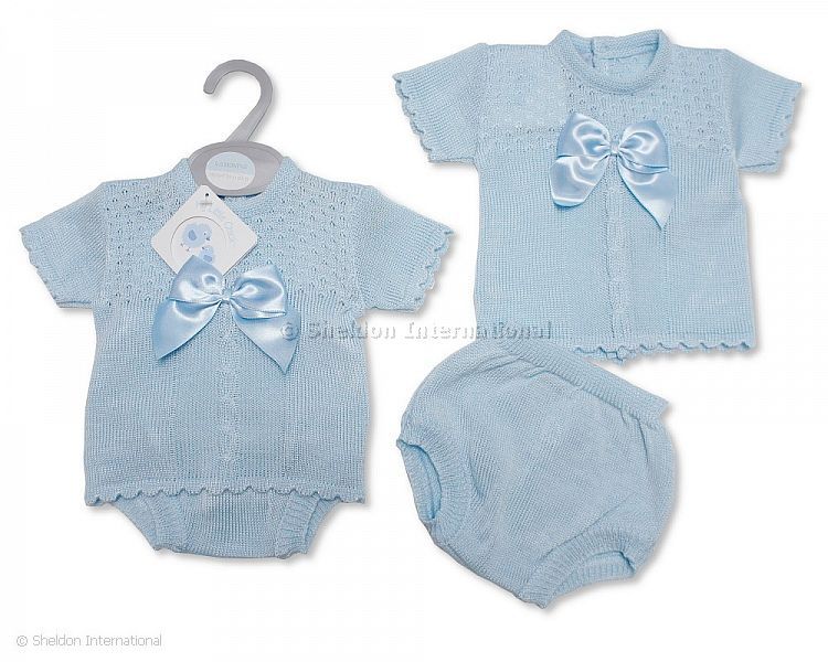 Baby Boys Knitted 2 Pcs Set With Bow