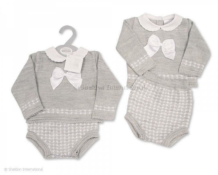Knitted Baby Short 2 pcs Set with Bow