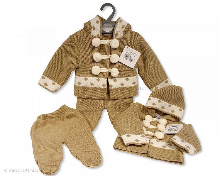 Baby Knitted 2 Pcs Pram Set With Hood