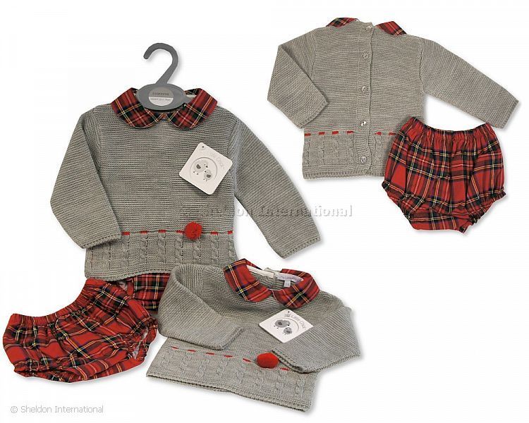 Baby Knitted Tartan 2 Pcs Set