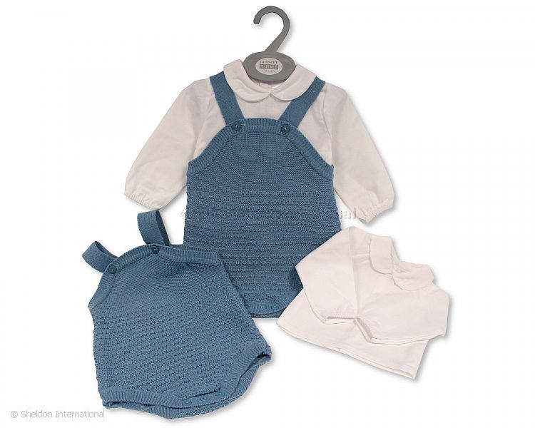 Baby Boys Knitted Short Dungaree Set