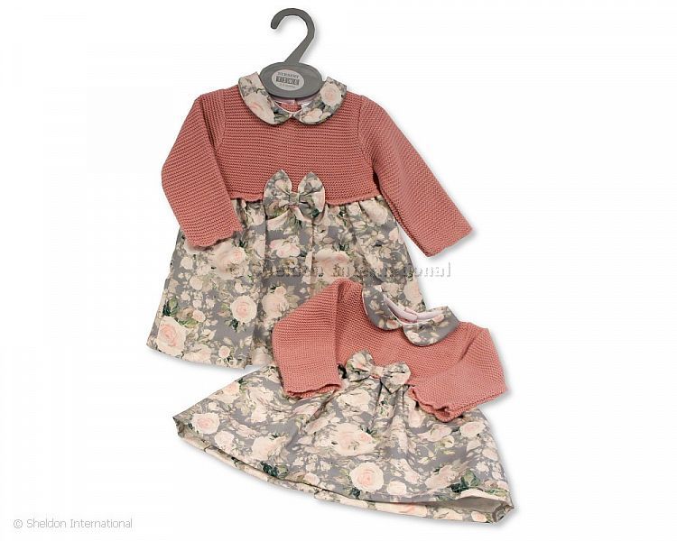 Baby Girls Knitted/ Woven Dress With Bow