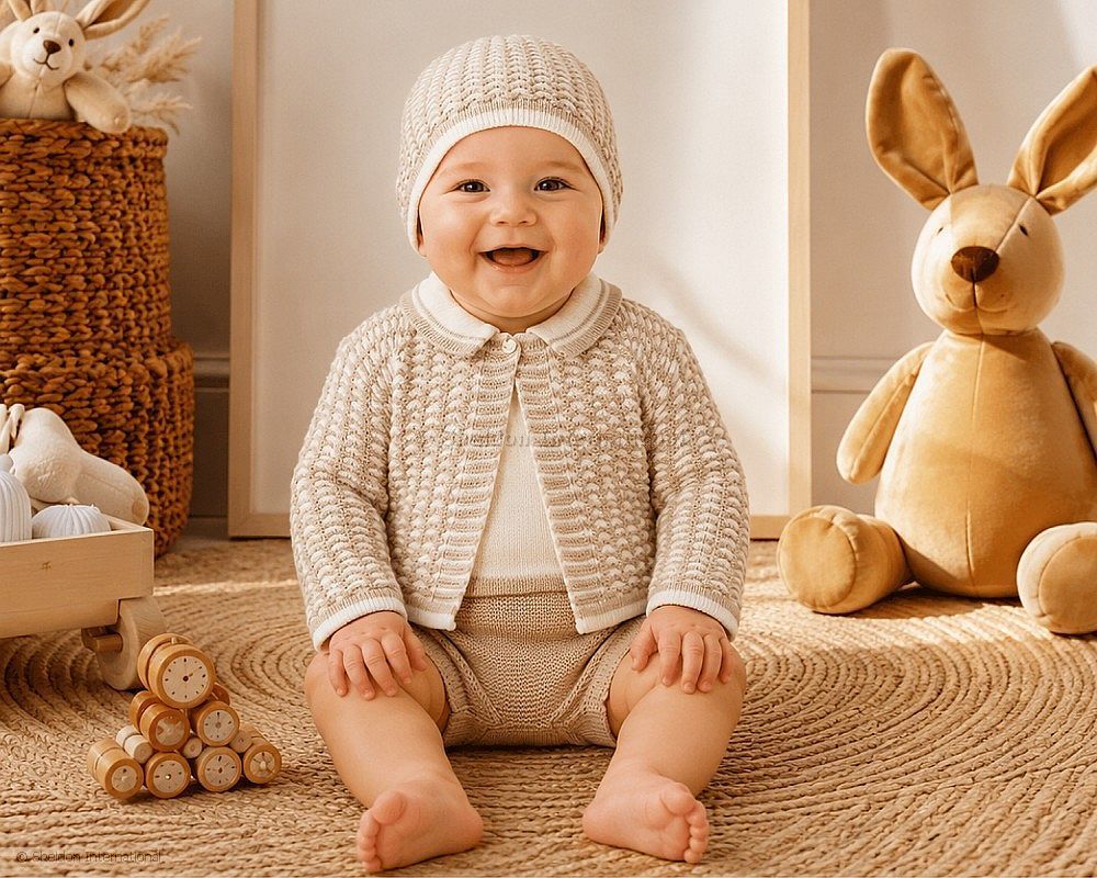 Knitted Baby 3 Pieces Set with Hat
