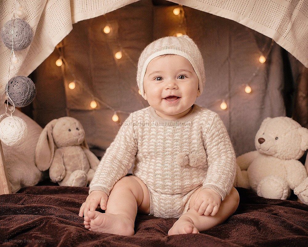 Knitted Baby Short Romper with Hat