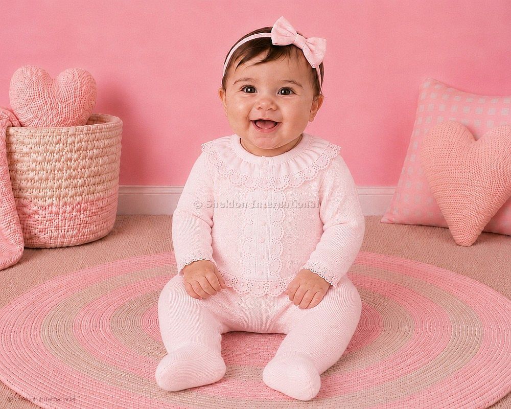 Knitted Baby Girls 2 pcs Set with Lace Front and Collar