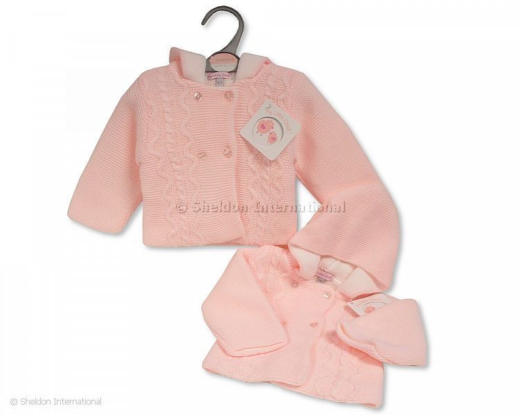 Baby Girls Knitted Pram Coat With Hood