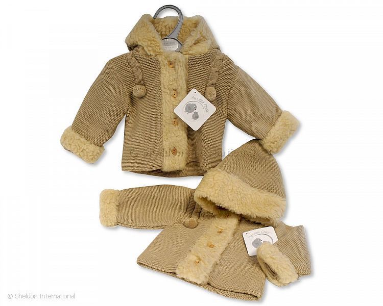 Baby Knitted Pram Coat With Hood