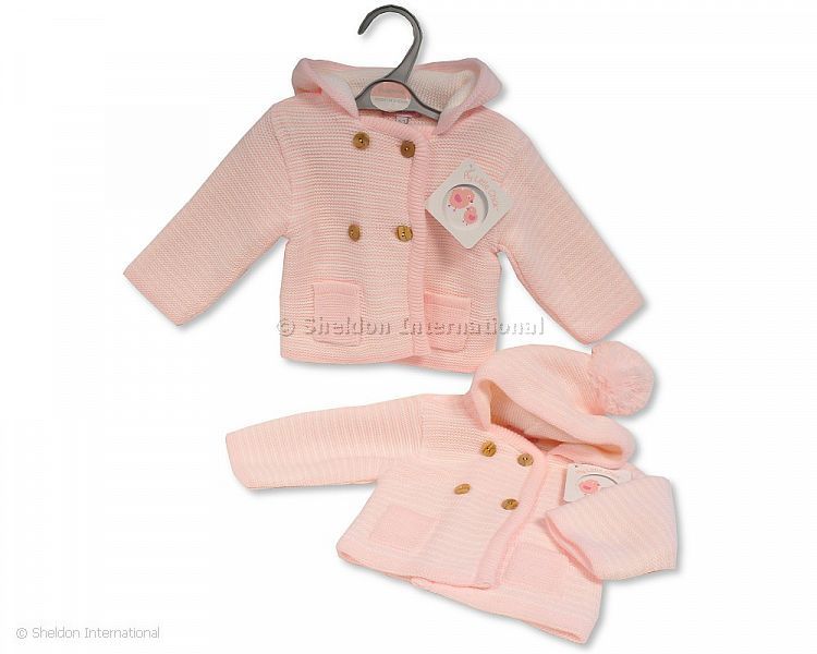 Baby Girls Knitted Pram Coat With Hood