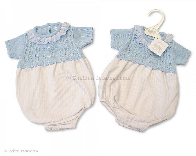 Knitted Baby Romper - Blue